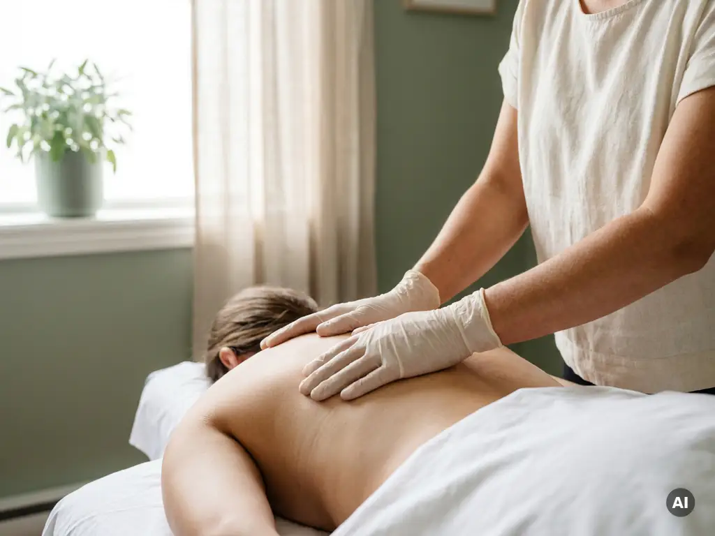 Chiropractor die een wervelkolomaanpassing uitvoert op een patiënt op een behandeltafel in een lichte klinische ruimte.